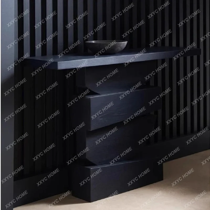 AA creative solid wood entrance table, living room end view table, strip case storage table, home narrow case table
