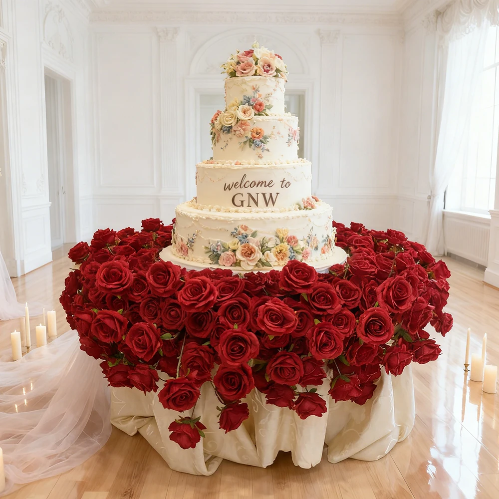 

Premium Quality Modern Wedding Cake Floral Decoration With Cloth Artificial Flowers Custom Colors Realistic Look Wholesale