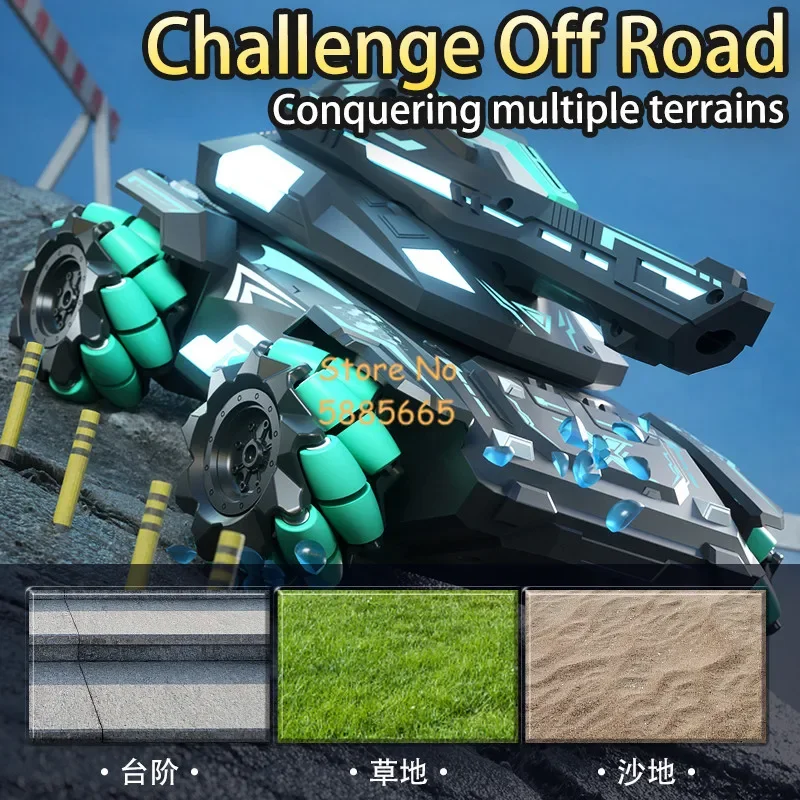 Meninos relógio de batalha ao ar livre detecção duplo controle rc carro 2.4g lançamento bala 360 rotação dublê controle remoto deriva dublê tanque carro