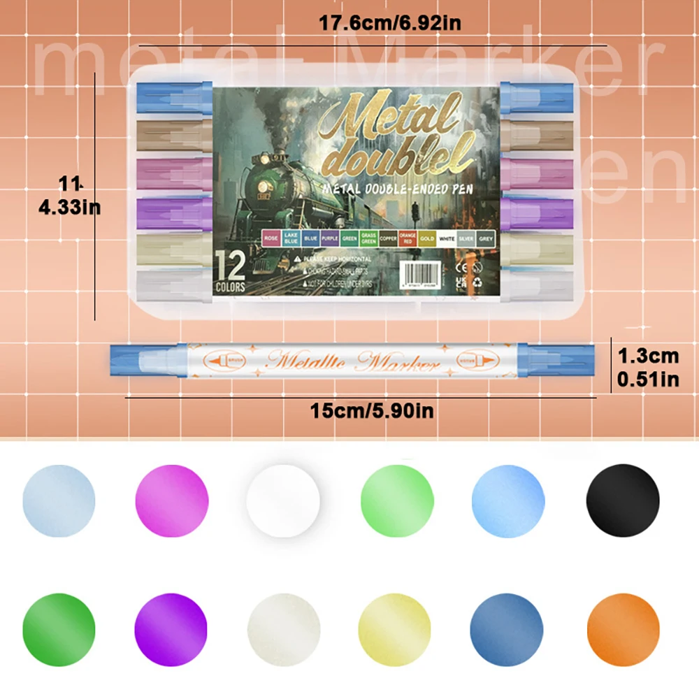 12-Color Set Art Markers – Soft & Hard Dual-Head | For Painting on Rock, Wood, Glass, etc. | Art Stationery&Back to School Gift.