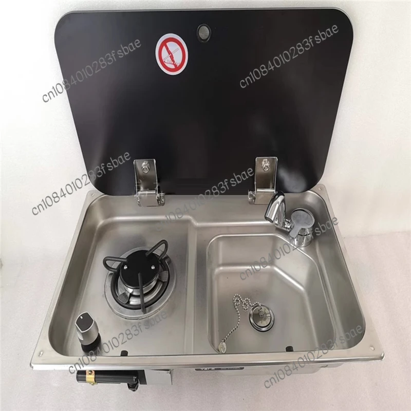 RV Basin Self-modified Trailer RV 304 Stainless Steel Dish Basin with Cover Gas Stove Sink RV Parts and Accessories