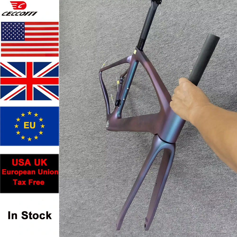 

CECCOTTI Factory RF27 Model Road Bike Frame In Stock 46-58cm Disc Brake Bicycle Frameset Popular Chameleon Color Carbon Frame