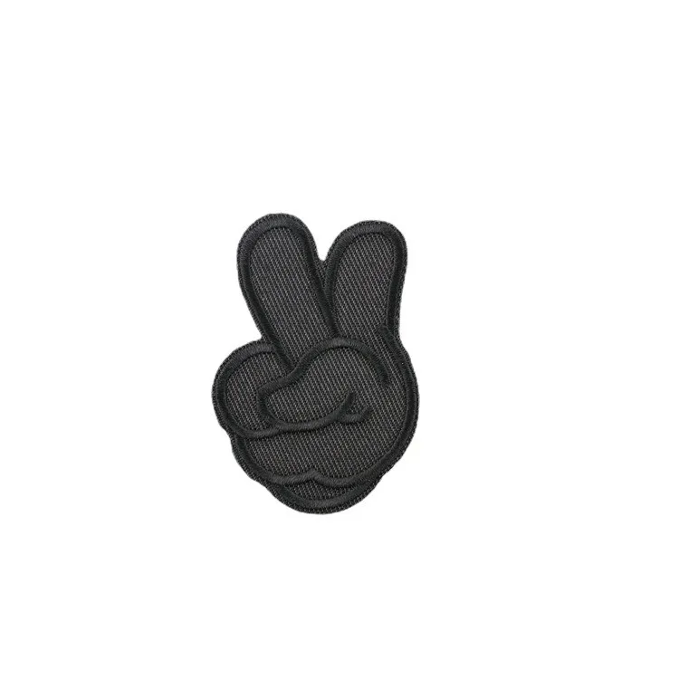 Laser Reflective Fabric Embroidery Patches Gray Iron on Badge DIY Sewing Patterns Small Black Appliques for Clothes Hole Mending