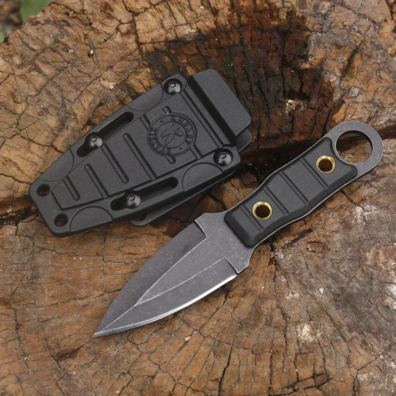 2024 New Camping Survival Small Straight Knife+K-Sheath, Portable Multi functional Outdoor Knife, High Hardness Sharp Tool Knife