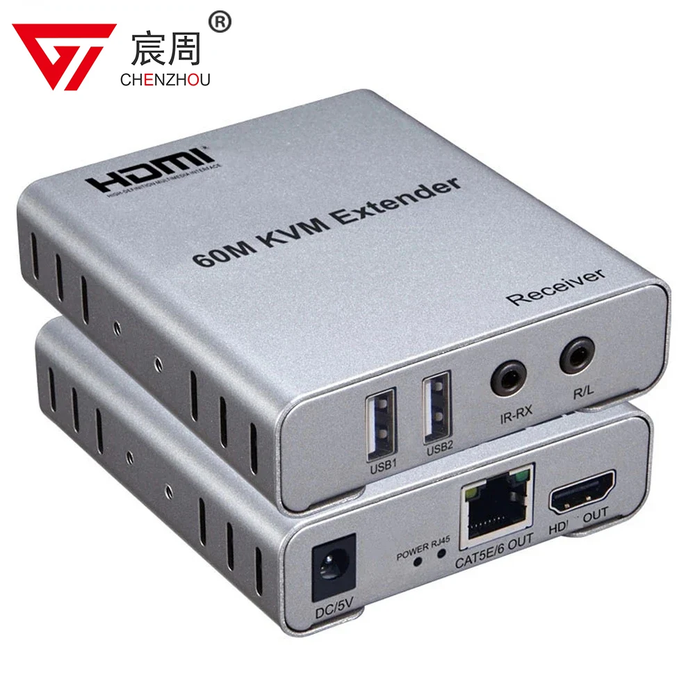 HDMI KVM Extender over Cat6/5e cable HDMI USB KVM extender withe audio exrtaction Up to 60M USB HDMI KVM extender over network