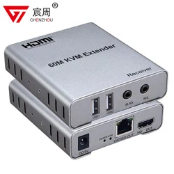 HDMI KVM Extender over Cat6/5e cable HDMI USB KVM extender withe audio exrtaction Up to 60M USB HDMI KVM extender over network