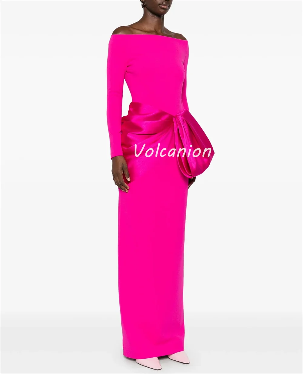 ที่กําหนดเองคุณภาพสูงประณีต Jersey Ruched Draped ตรงคอเรือชุดยาว Bespoke โอกาสชุดขนาด