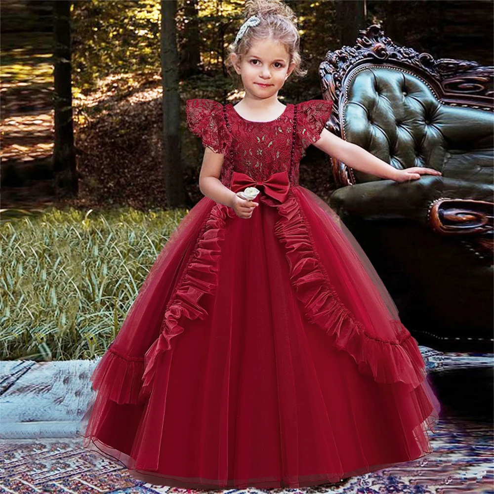 

Girls Christmas Dress Flower Bridesmaid Children Princess Clothes Long Party Gowns Pageant Prom Communion Vestidos 13 14 Yrs