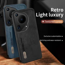Luxury Retro Leather Case for Huawei Pura 70 Ultra P70 Pro P70 Pro Plus Support Car Mount Magnetic Stand Ultra-Thin Phone Cover