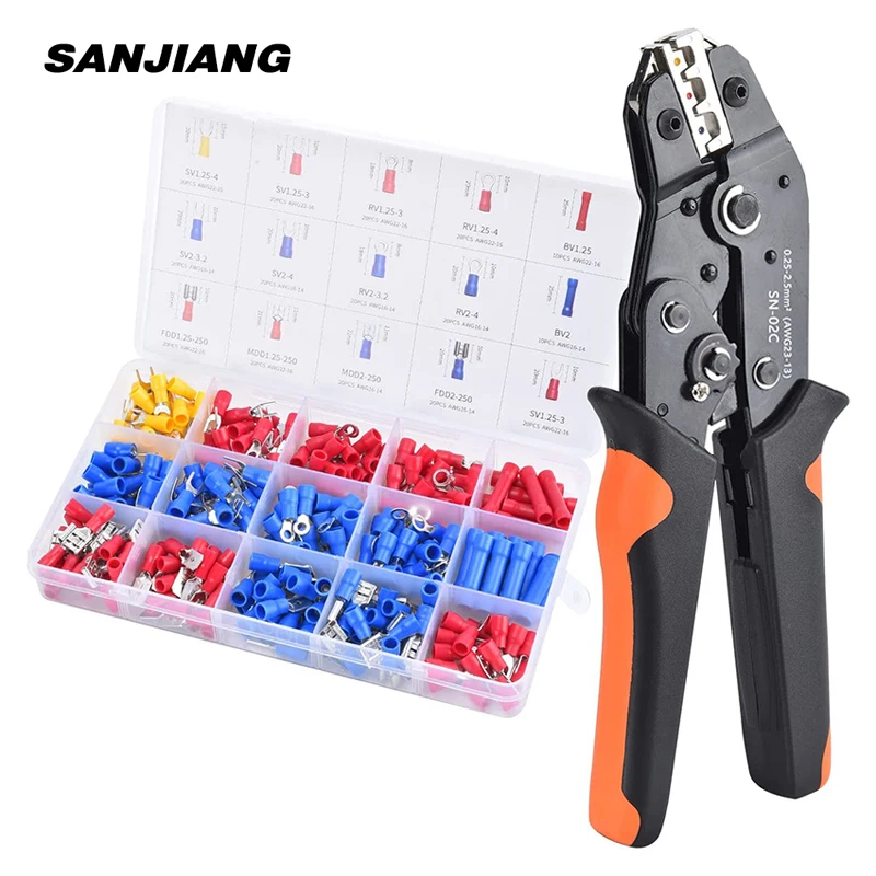 Fio Que Friso o Jogo de Ferramentas Awg 2313 280 Peças Isolou Conectores Elétricos do Fio-extremidade Anel pá Talões do Cabo Conjunto do Friso do Fio Sn02c