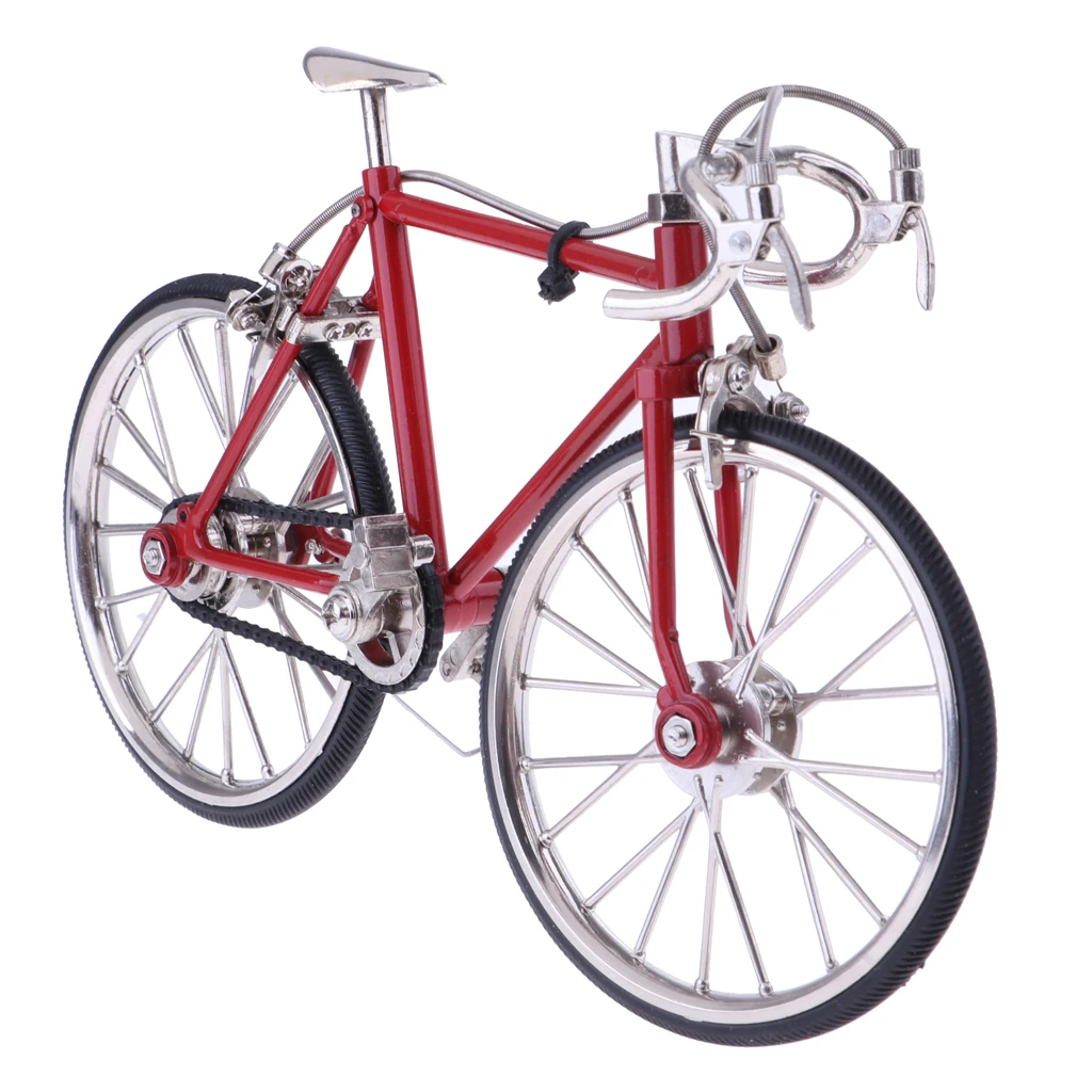 1 10 Scale Dollhouse Miniature Bike Alloy Red Racing Bicycle Model Mini Garden Accessories for Doll House Decor
