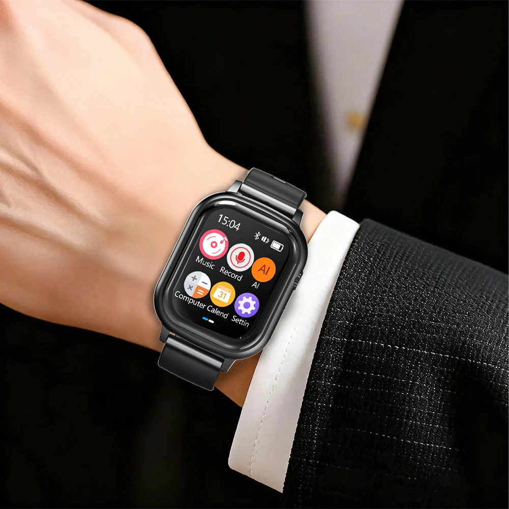 Vandlion V82 AI Voice Activated Audio Recorder Watch 2.01 Inch Screen Dictaphone Ebook HIFI Music Player Smart Wrist Watch