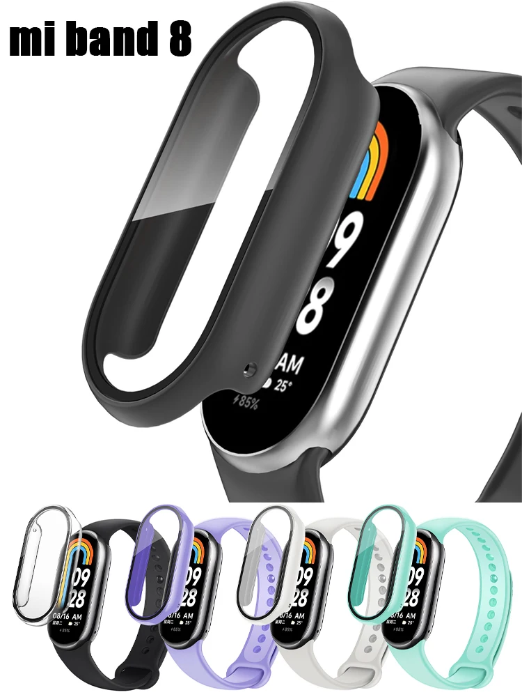 Case For Xiaomi Mi Band 8 Cover Shockproof Full Hard Screen Protector Tempered Glass For Xiaomi Mi Band8 Miband 8 Accessories