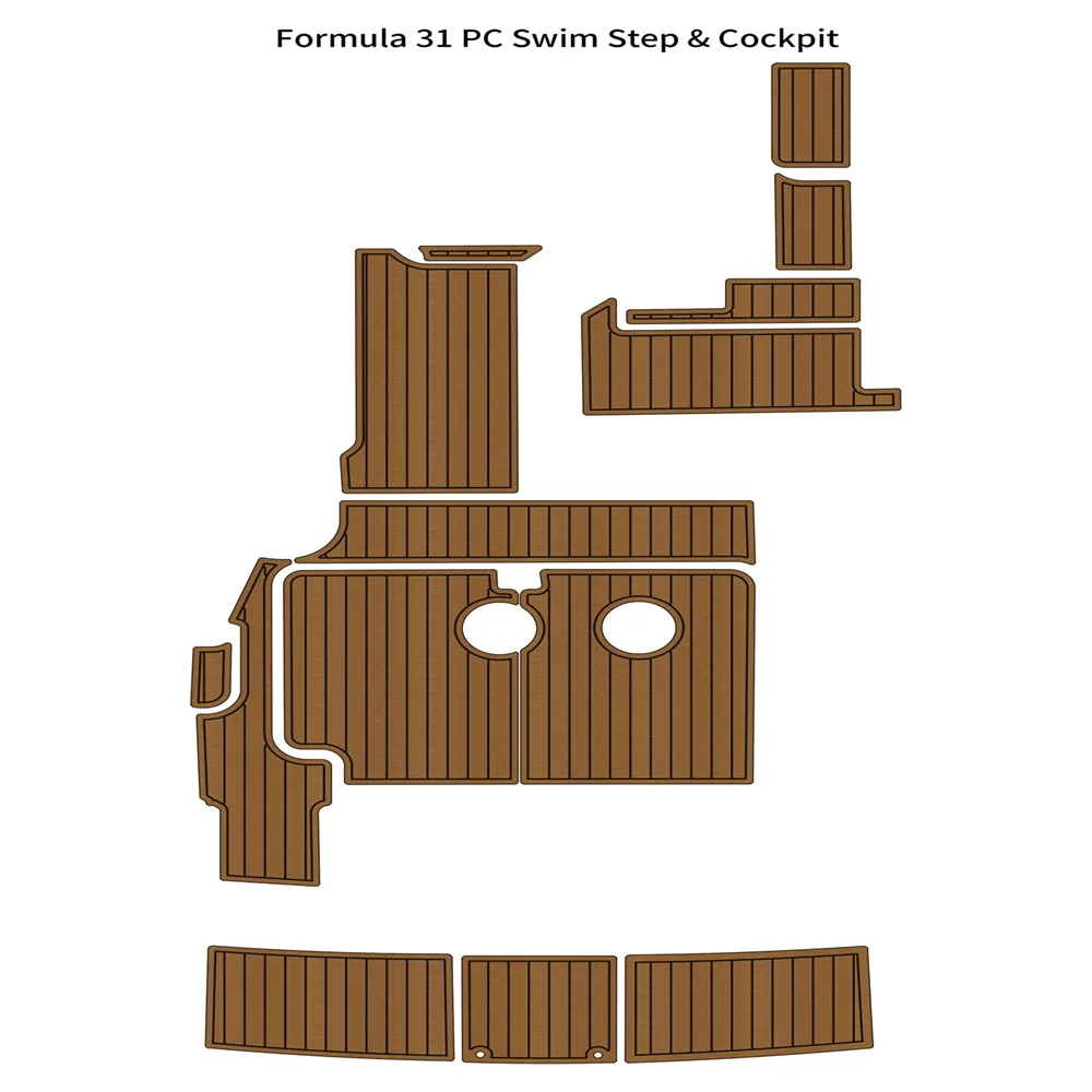 

Formula 31 PC Swim Platform Cockpit Pad Boat EVA Foam Faux Teak Deck Floor Mat SeaDek MarineMat Gatorstep Style Self Adhesive