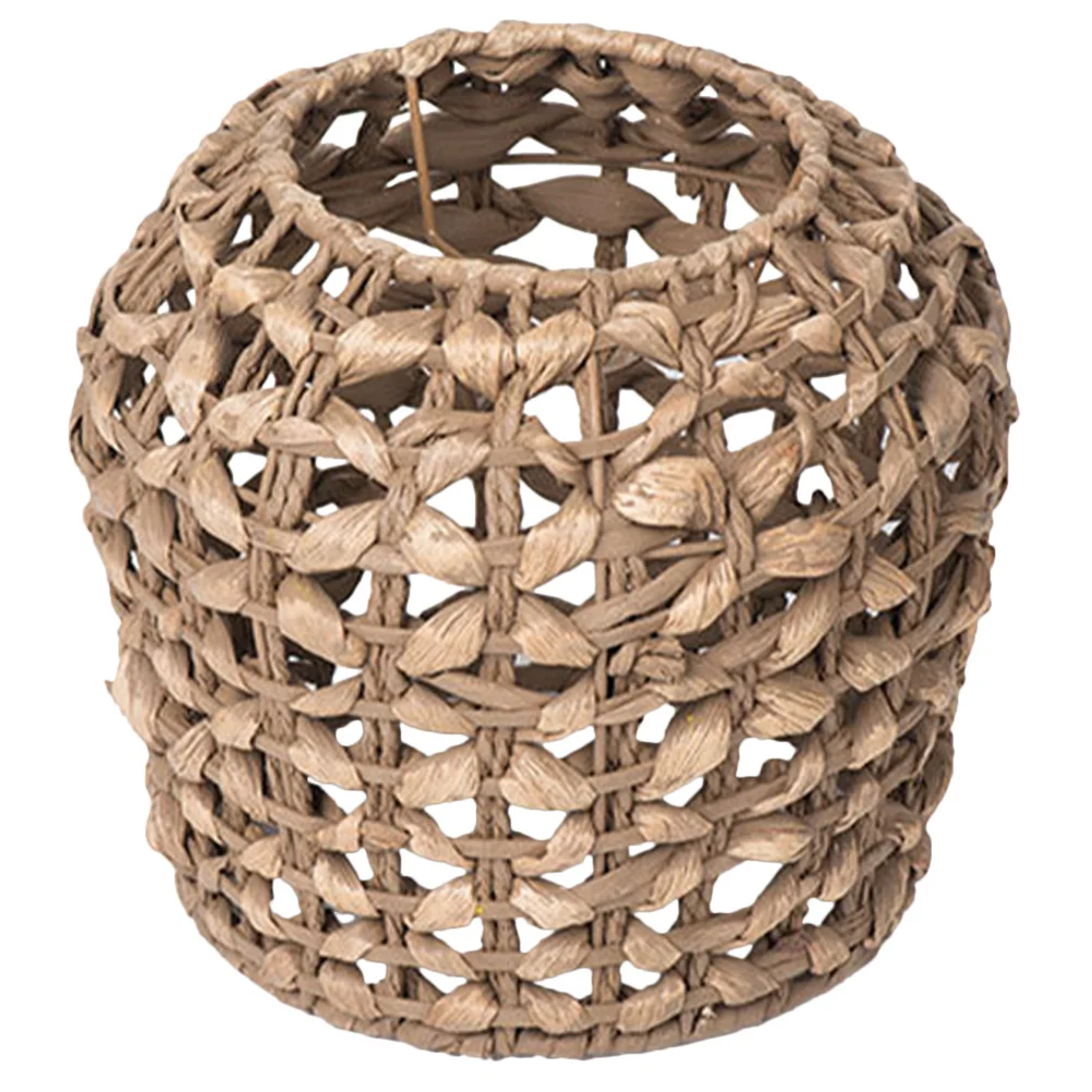 

Natural Hyacinth Decorative Lamp Shade Iron Frame Rustic Woven Lampshade Vintage Light Cover for Home Hotel Restaurant Indoor