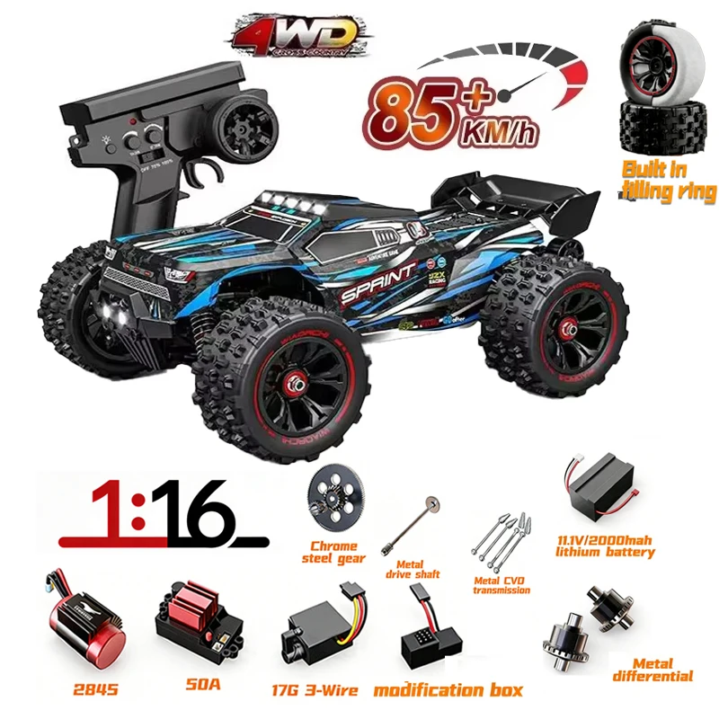MJX Hyper TS 9522 pro RC auto borstelloze 4WD hoge snelheid 85km/u op afstand bestuurbare off-road truck met grote wielen, makkelijk te besturen voertuig