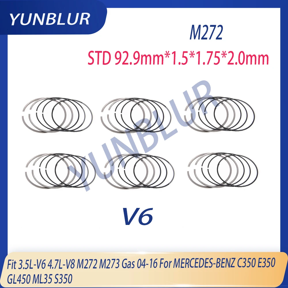 6PCS / 8PCS STD 92.9mm Engine Piston Ring Set Fit 3.5 4.7 L M272 M273 Gas 04-16 For MERCEDES-BENZ C350 E350 GL450 ML35 S350
