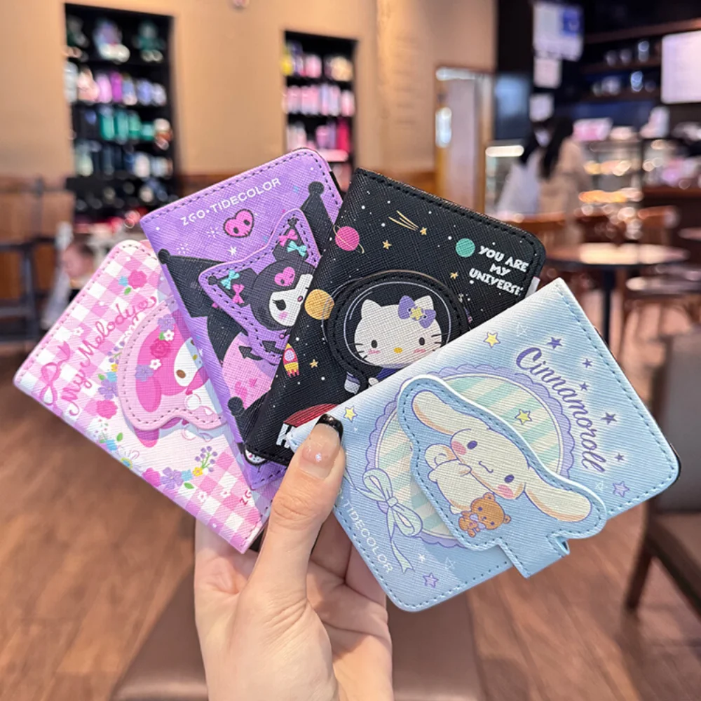 

Sanrio Hello Kitty Card Storage Bag Cute Cinnamoroll My Melody Cartoon Pu Coin Wallet Bank Cards Multifunctional Purse Girl Gift