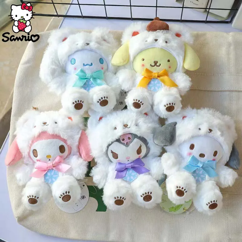 

Sanrio брелок аксессуары Cinnamoroll плюшевая игрушка My Melody сумка кулон Kuromi брелок кукла Pochacco помпон Purin плюшевый подарок