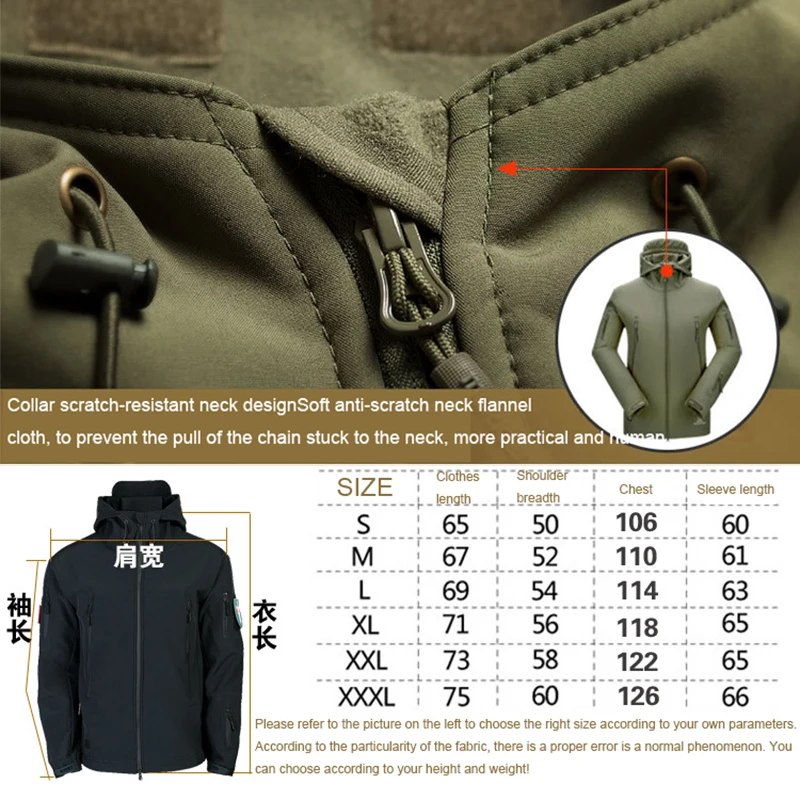 Oulylan SoftShell Tactical Waterproof Jacket Fishing Hiking Camping Climbing Jacket HoodedWinter Autumn Tracksuits Set Men