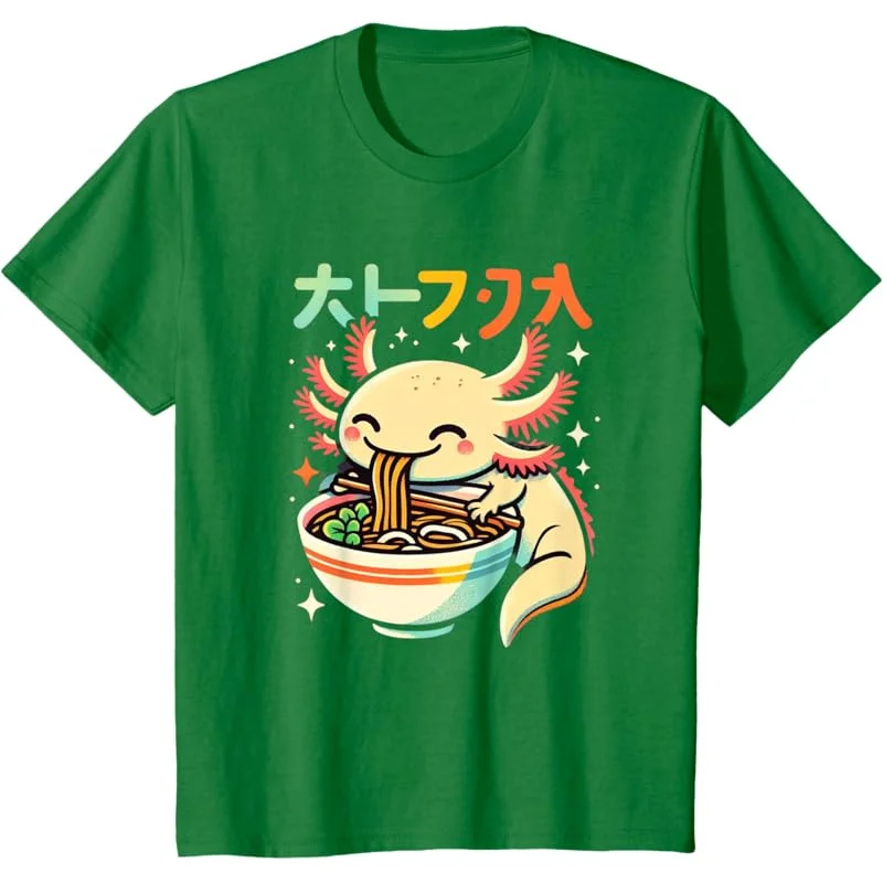 Axolotl Ramen Kawaii Neko Camiseta estética de fideos japoneses