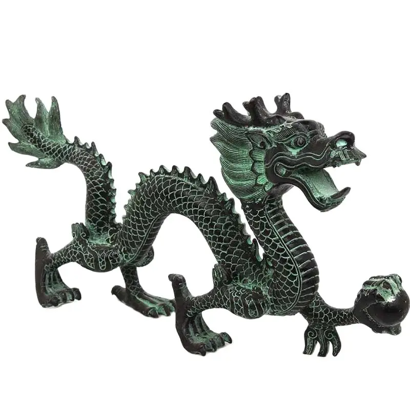 Feng Shui Bronze Dragon Catching Beads Ornaments, Lucky Home Crafts, Decorative Art