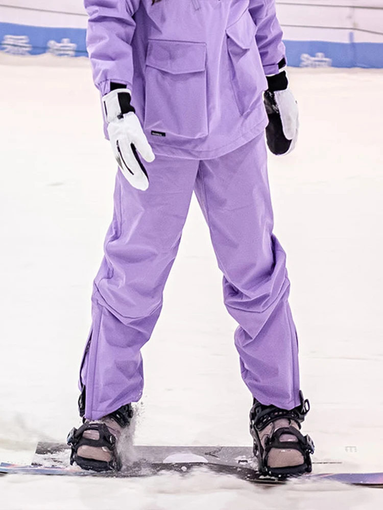 

Фиолетовые женские лыжные брюки на флисовой подкладке, водонепроницаемые рабочие брюки для активного отдыха, брюки для альпинизма, утепленные, защищающие от холода