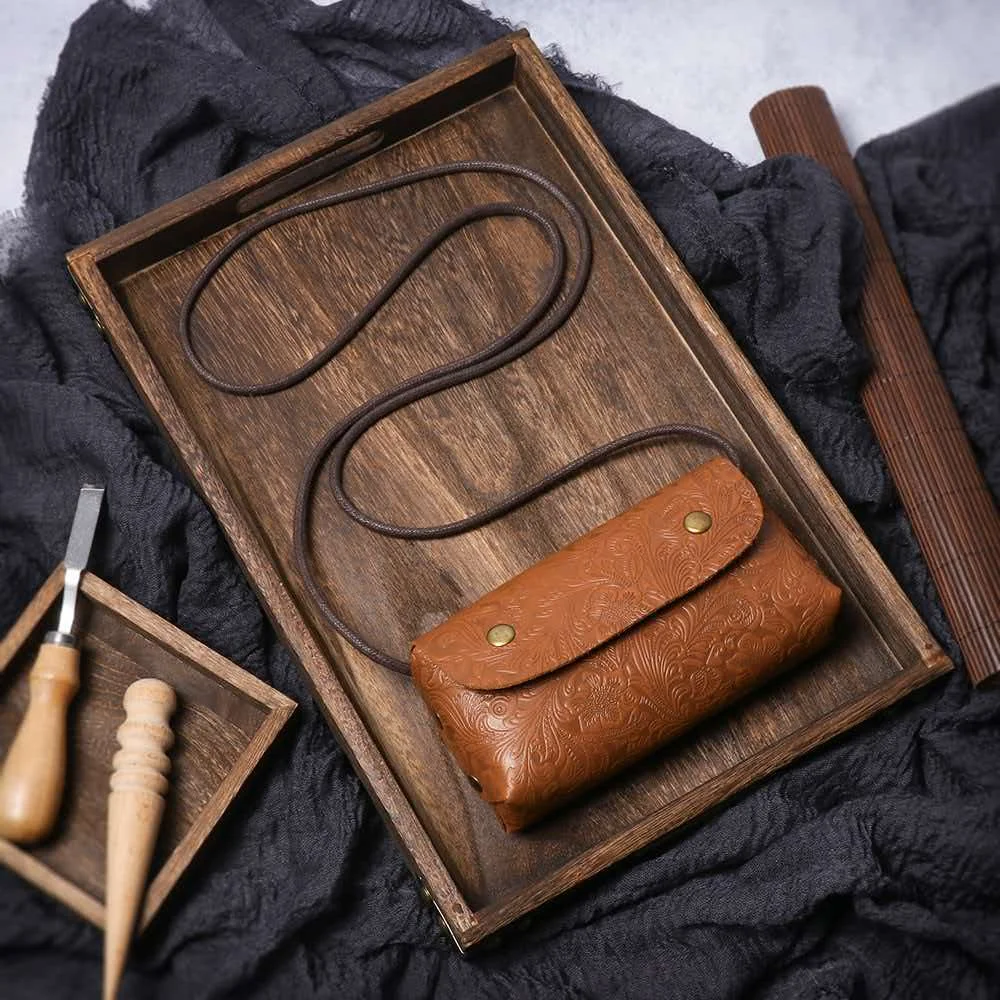 Original handmade art elegant women's small square bag exquisite embossing craftsmanship shoulder bag mobile wallet
