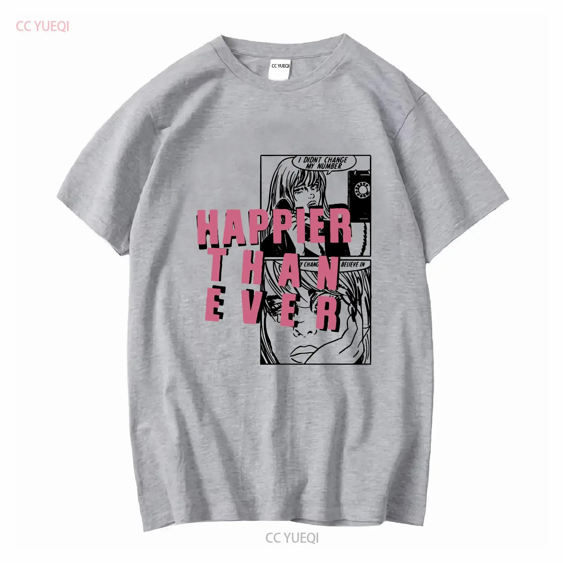 سعيد من أي وقت مضى لم أكن تغيير رقمي بيلي الجمالية مستوحاة تي شيرت طويل أو قصير الأكمام خمر غسلها لينة الموضة