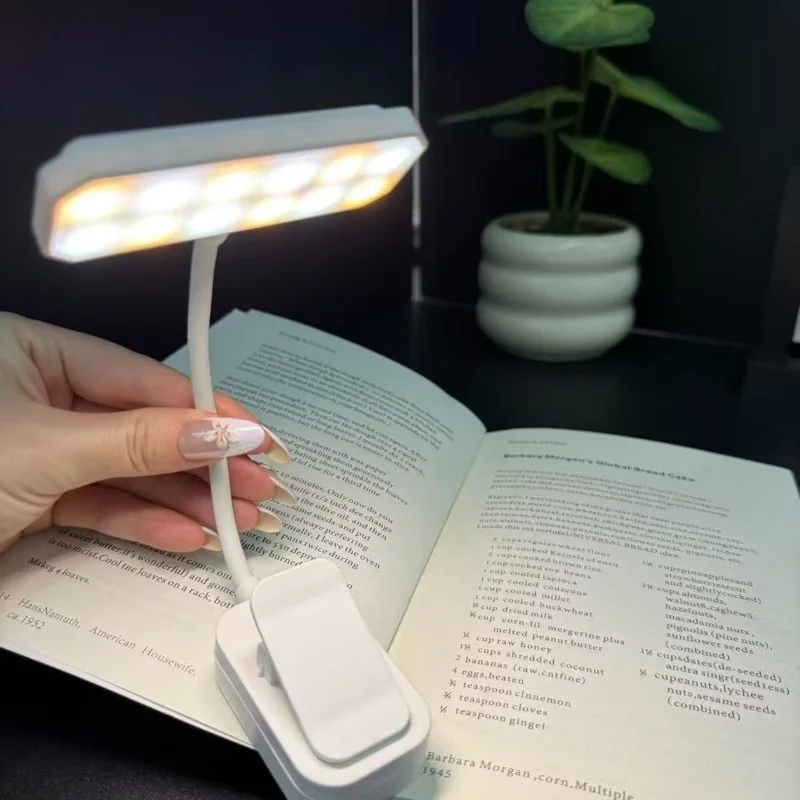 Rechargeable LED Book Light with Clip 3 Color Modes Stepless Dimming Flexible Gooseneck Portable Reading Lamp for Bed Desk Study