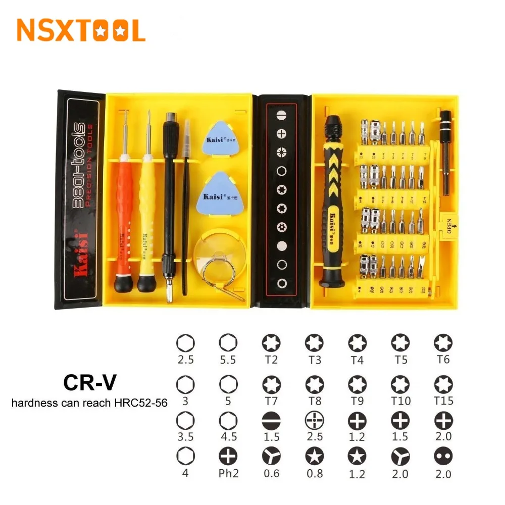 

Kaisi KS-3801 38 in 1 Screwdriver Set Precision Magnetic Screwdrivers Kit Opening Repair Tools for Mobile Phone Laptop