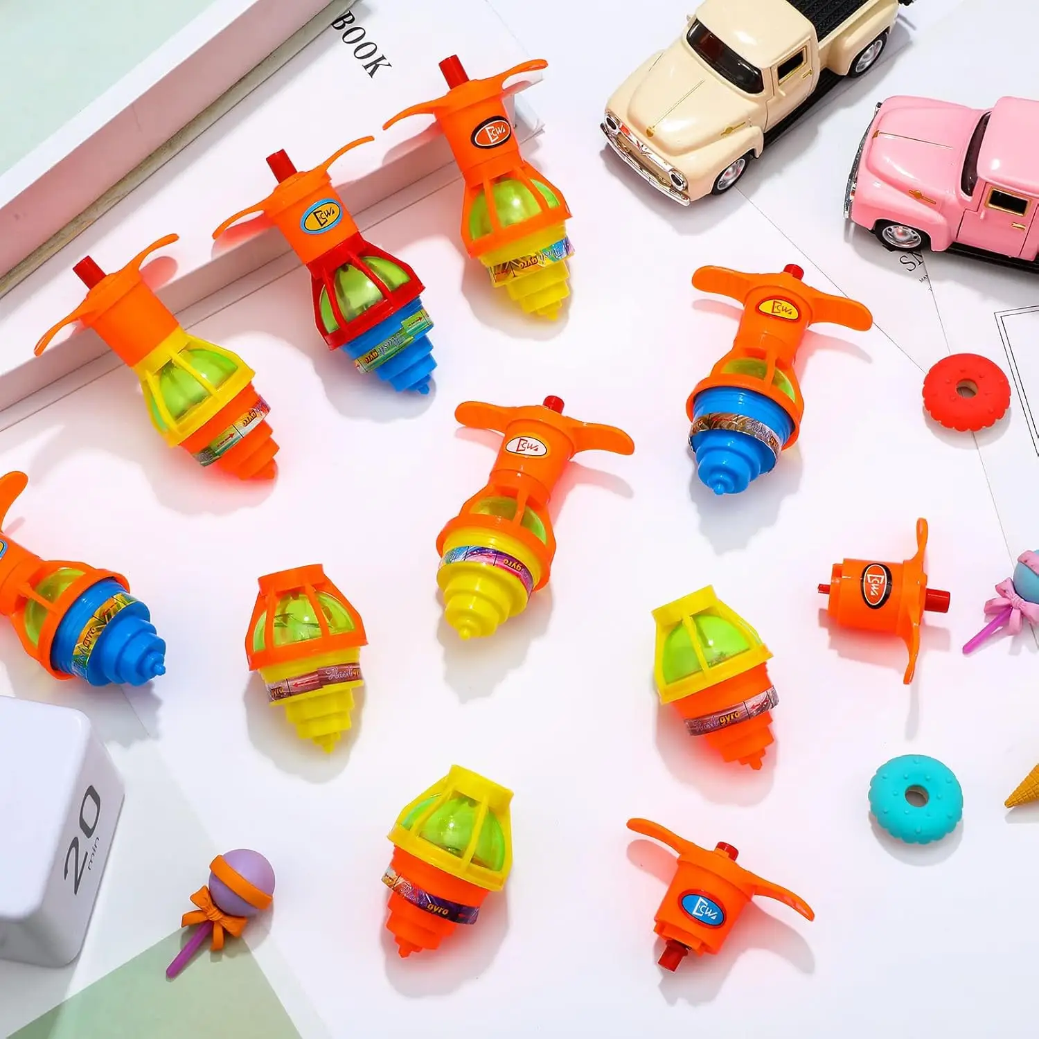 50 Pcs LED Light up Spinner Tops Launcher with Gyroscope Motion Colorful Flashing Spinner Toys Novelty Party Favors for Birthday