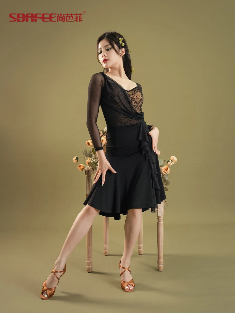 2024 nowa sukienka do tańca latynoskiego kobiety/dziewczęta/kobiety nowa seksowna Salsa/sala balowa/tango/cha Cha/rumba/samba/latin sukienka L9865