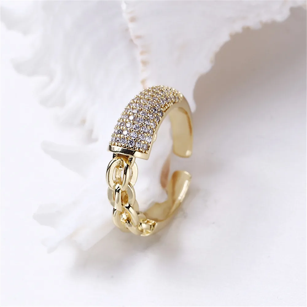 Domestic 14k Gold Plated Color-preserving Simple Pearl Ring with Adjustable DIY Accessories Wholesale