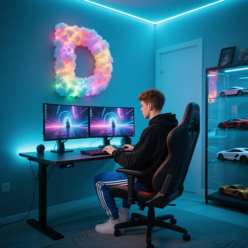 التحكم الصوتي الموسيقى إيقاع RGB الرعد سحابة مصباح ضوء الليل لديكورات غرفة الألعاب #3