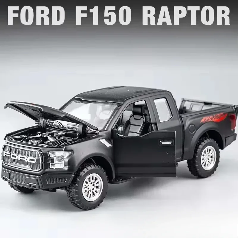 1:32 ford raptor f150 captador veículo off-road diecast liga de metal modelo carro som luz puxar para trás brinquedos amor