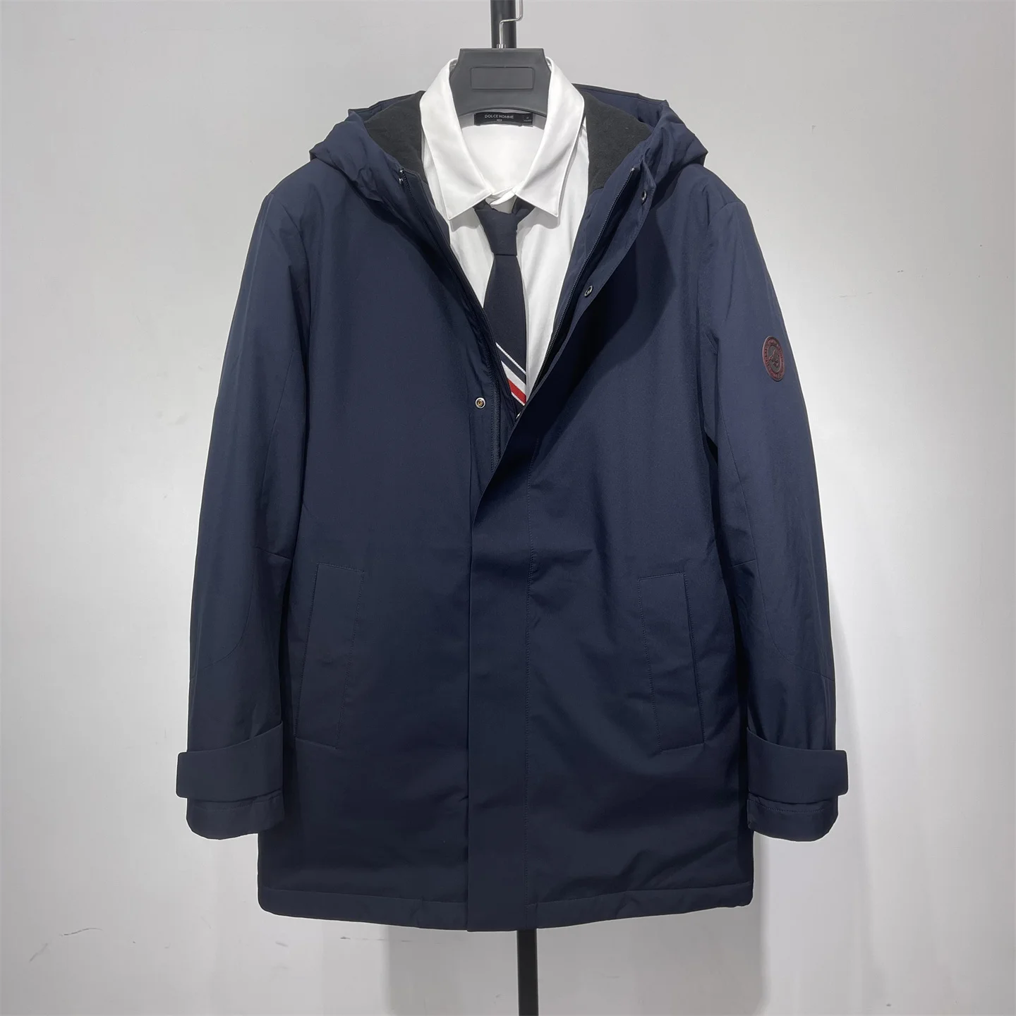 

High-End Men's down Jaet Windproof Hooded Commuter Lightweight Warm Du down Coat Pure Color Outdoor Ci Casual Wear