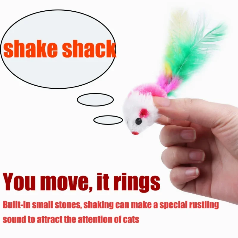 Cat Toys Interactive Cute Soft Fleece False Mouse Colorful Feather Funny Playing Training Toys For Cats Kitten  Pet Supplies