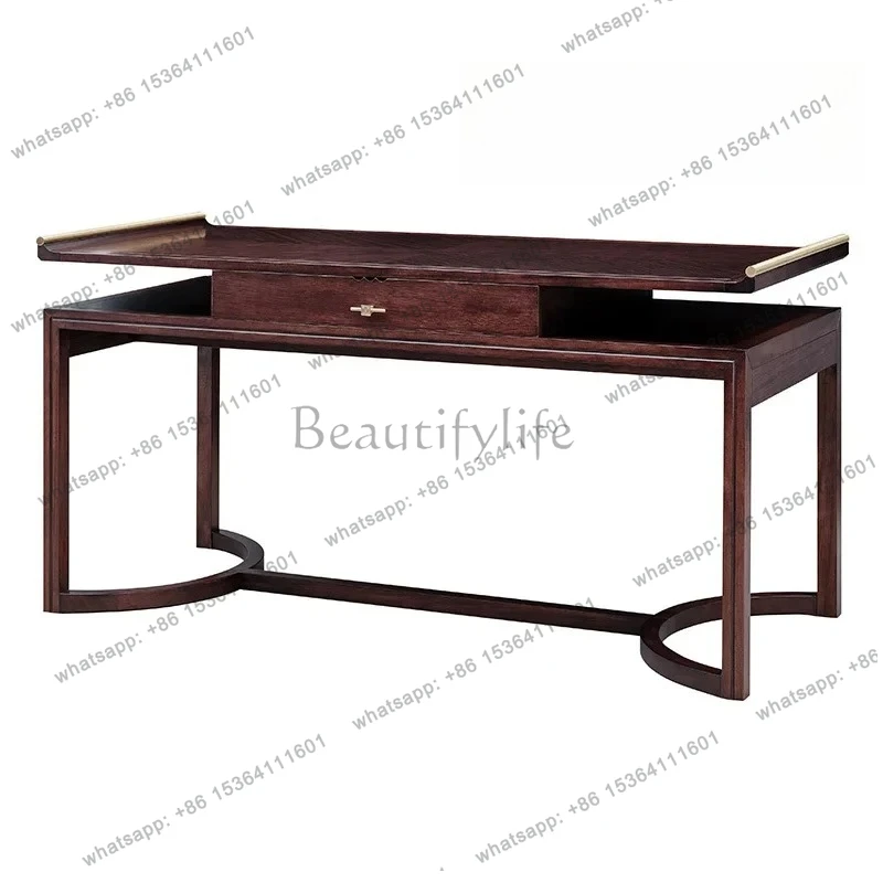 

Modern new Chinese solid wood calligraphy table Zen ebony office desk book chair bookcase study furniture