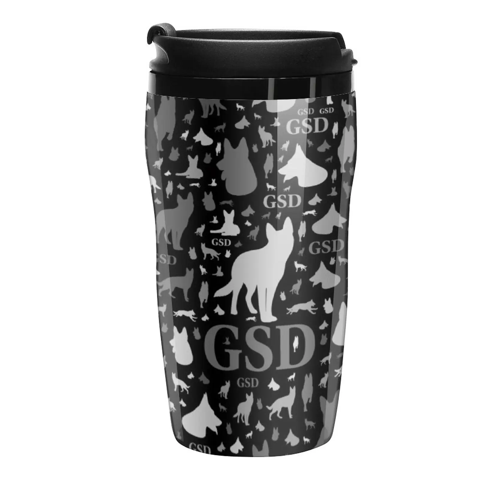 

New German Shepherd Dog Silhouettes -Grayscale Travel Coffee Mug Glasses For Coffee Coffee Travel Mug