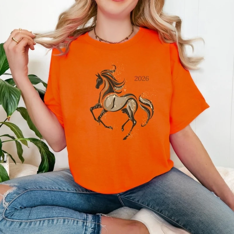 Chinese Horoscope Shirt for Horse Sign & Equestrian Lovers - 2026 Year of The Horse, Lunar New Year Zodiac Tee - Lucky Gift Tees