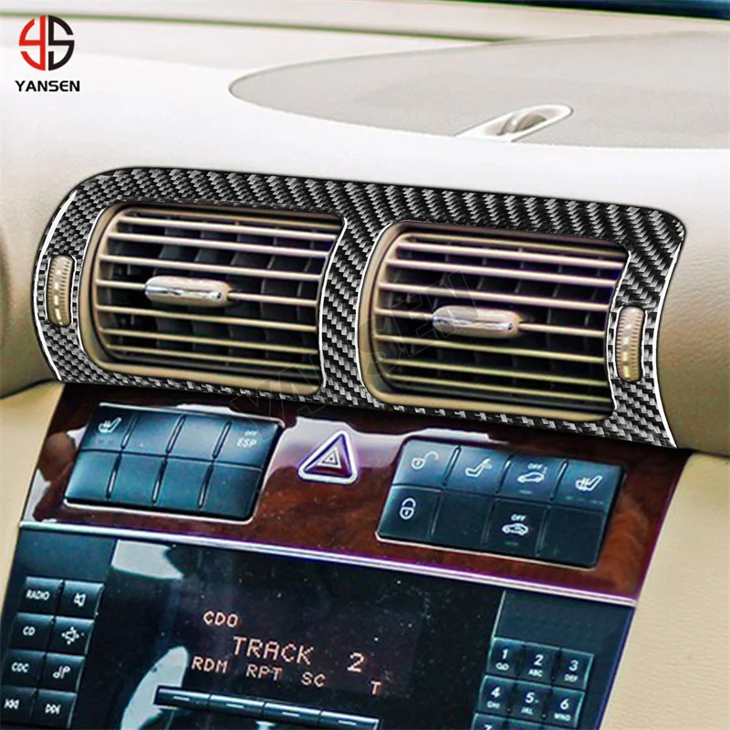 Car Center Console Air Conditioning Outlet Knob Carbon Fiber Sticker For Mercedes Benz C Class W203 2005-2007 Accessories
