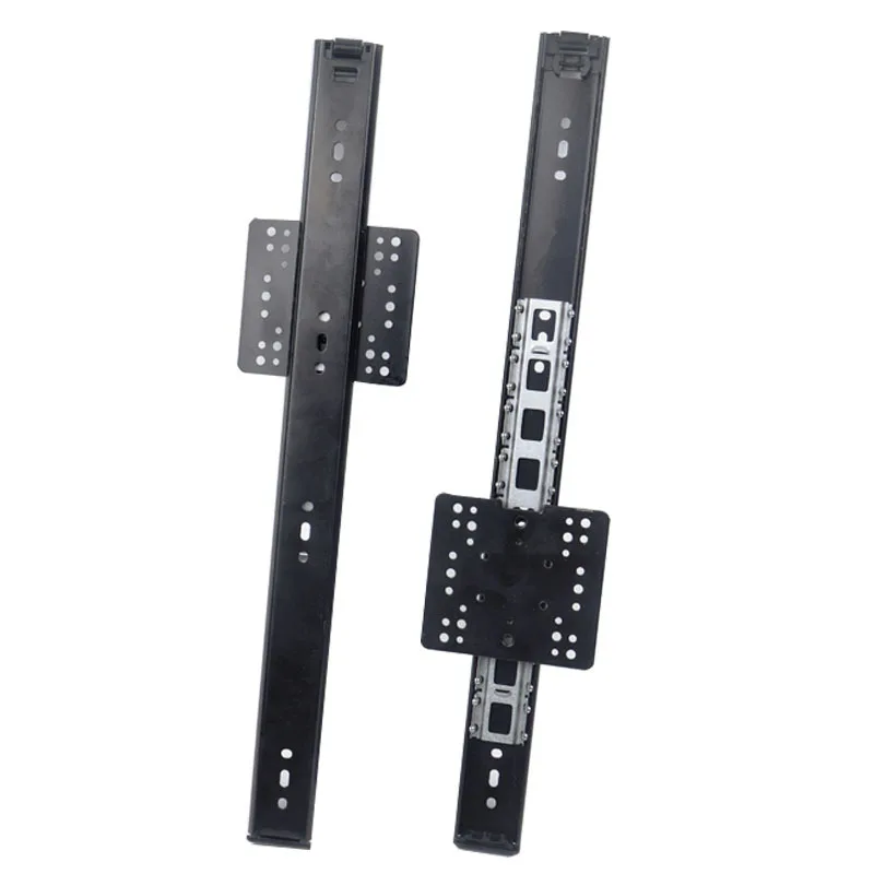 Hidden Folding Cabinet Hinge, 2PCS Slide Track Set for Flip-Up TV Cabinet & Wardrobe Door, Tool-Free Installation