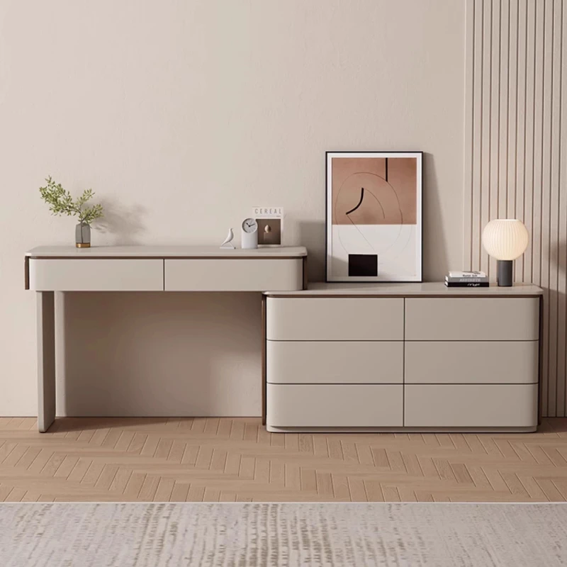 

Nordic Makeup Vanity Dressing Table Retractable Makeup Table Drawers Toiletries Dressers Modern Penteadeira Unique Furniture
