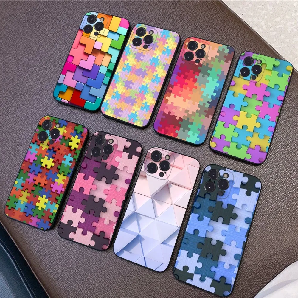 Interesting Puzzle Phone Case For iPhone 15 14 13 12 Mini 11 Pro XS Max X XR SE 6 7 8 Plus Soft Silicone Cover