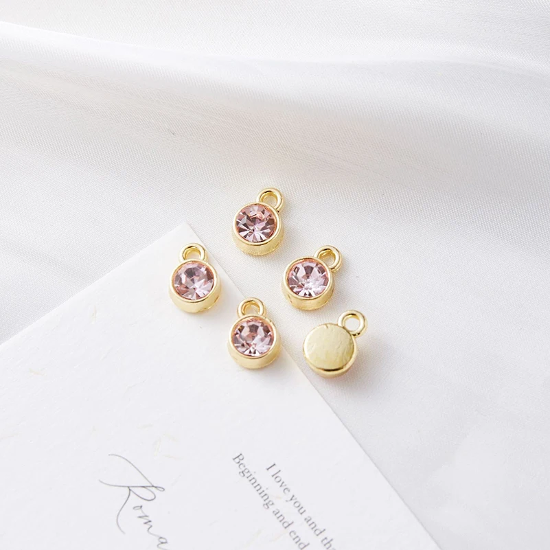 50pcs/lot Jewelry Accessory Alloy Circle Zircon Shaped DIY Charms Pendants For Bracelet Earrings