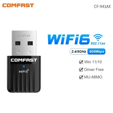 Comfast wifi 6 adaptador Wi-Fi Mini tarjeta de red AX600 USB WIFI Dongle 2,4 GHz Cle Wi-Fi Lan adaptador controlador gratis 600M receptor WIFI