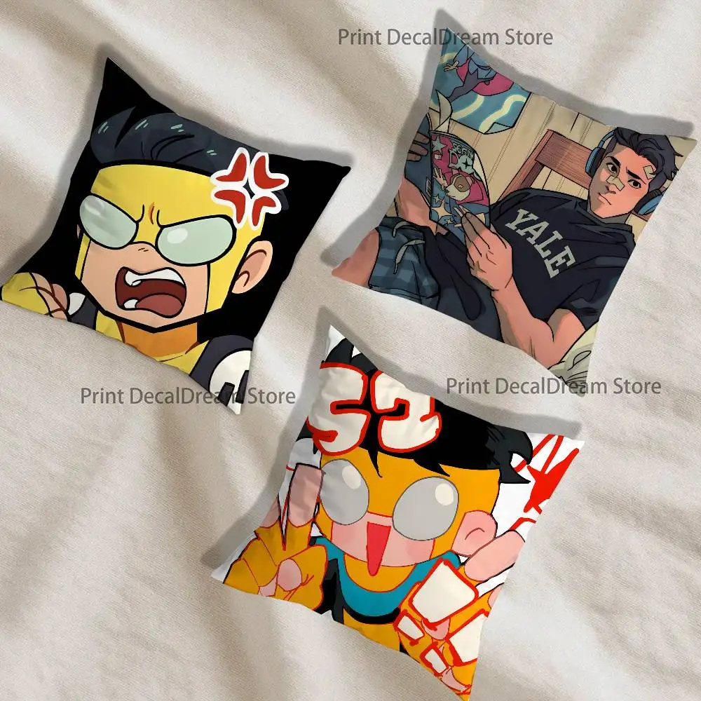 Superhero I-InvincibleS Pillow Case For Sofa Decor Car Office Room Printing Cushion Cover Decorations and Protector