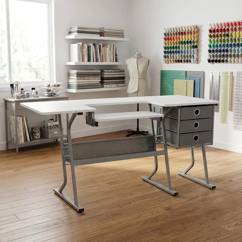 Eclipse Ultra Sewing Machine Craft Table Cabinet Grey White