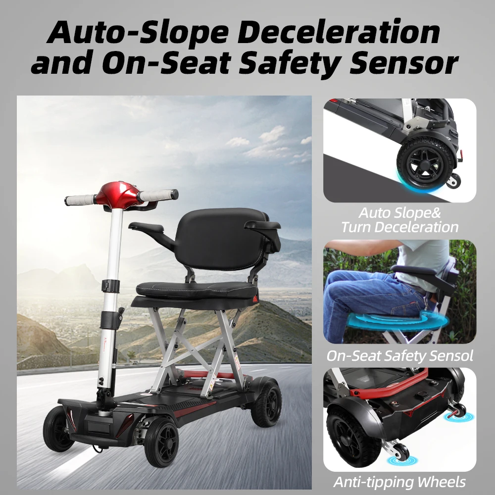 سكوتر مانول قابل للطي لكبار السن سهل السفر سكوتر متنقل قابل للطي للسفر 48 رطل خفيف الوزن بسعة 275 رطل